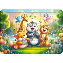 Asitan Sevimli Dostlar 24 Parça 29X18CM Eğitici-Öğretici Sağlıklı Ahşap Çocuk Puzzle Yapboz Serisi