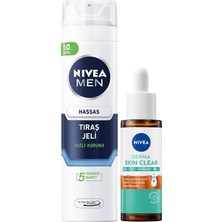 Asitan Men Erkek Hassas Tıraş Jeli 200ML ve Derma Skin Clear Karşıtı Serum 30ML, Cilt Bakım Seti