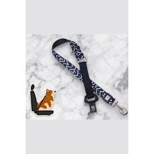Asitan Köpek ve Kedi Araç Emniyet Kemeri, Anti-Shock Orta Bölüm, Metal Ayar Tokalı, Siyah Geometrik De