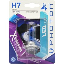 Asitan Photon Ampul H7 12V 55W Xen Vision (Tekli Blister) (Beyaz Işık) 6000K Pht PH5507 Dv B1