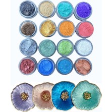 Asitan Reçine 16LI Toz Pigment Boya Seti 16X10ML Reçine Mini Pigment A2