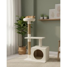 Asitan Pet Kedi Tırmalama ve Oyun Evi Platformu Beyaz