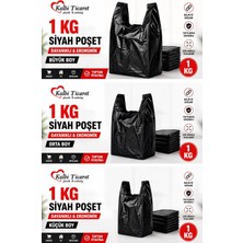Asitan Siyah Kalın Poşet 3'lü Set (Küçük, Orta, Büyük) 3 kg Market Manav Poşeti Hışır Atlet Po�