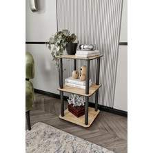 Asitan Modern 3 Katlı Ahşap Dekoratif Orta Sehpa &amp; Yan Sehpa | Çok Amaçlı Kitaplık Bitki Standı