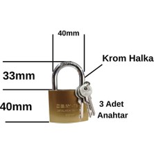 Asitan Asma Kilit Paslanmaz Çelik Kilit 50MM 3 Anahtarlı