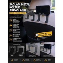 Asitan 2'li Araç Koltuk Arkası Metal Askı ve Telefon Tutucu – Dayanıklı Organizer Siyah