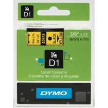 Asitan Dymo D1 Yedek Şerit 9 mm x 7 M, Sarı-Siyah