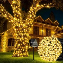 Asitan Güneş Enerjili LED Işık Zinciri 12 Metre 100 LED Gün Işığı, Solar Bahçe Işığı, IP65 Su