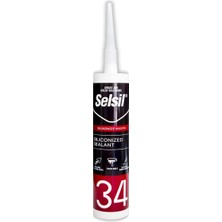 Asitan Silikonize Akrilik Mastik 34, Beyaz, 240 ML/450 Gr. | Su Geçirmez, Esnek, Hava Şartlarına Dayanı