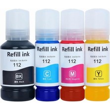 Asitan Epson 112 L6460 ile Uyumlu 1 Set 4 Renk Ithal Muadil Pigmentli Mürekkep Seti Siyah 127 ml - Renklil