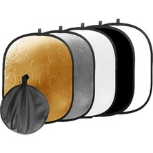 Asitan Gdx 120X180 cm 5 In 1 Reflektör Seti Gümüş Altın Beyaz Siyah Difüzör Yansıtıcı