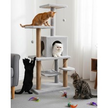 Asitan Pet Y01 Salıncaklı Yuvalı Lüx Kedi Tırmalama Oyun Evi Gri