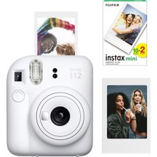 Asitan Instax Mini 12 Beyaz Fotoğraf Makinesi-Çerçeve ve 20'li Mini Film Seti