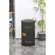 Asitan Evistro Pedallı Metal Galvaniz Mutfak Banyo Kapaklı Çöp Kovası 30 Lt Siyah Siyah Tek Ebat 29 x