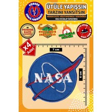 Asitan Ütü ile Yapışan Arma Yama, Nasa Logo (4 Adet) Ütüyle Yapışan Nakış Dokuma Aplike Patch
