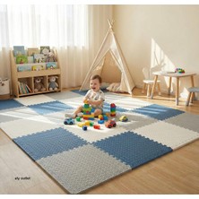 Asitan 6 Parça 50X50 Puzzle Mat - 100X150 cm Kurulumlu Oyun Spor Matı Puzzle Halı Tatami 13M (Beyaz-Gri-
