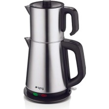 Asitan King KCM333 Sonat Çay Makinesi | 1,7l Su Isıtıcı & 0,8l Çelik Demlik | Sıcak Tutma Fonksiyonlu