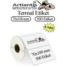 Asitan 70X100 mm Barkod Etiketi Yapışkanlı 6 Adet Rulo Etiket Termal Barkot Terazi Etiketi 500 Lü Barko