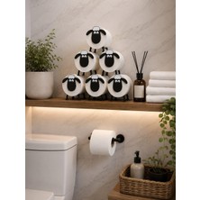 Asitan Koyun Şeklinde Tuvalet Kağıdı Tutucu, Siyah, Banyo Dekor Aksesuarı, 10X10X13 cm | Pla 3D Baskı