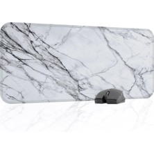 Asitan Beyaz Mermer Desenli Oyuncu Gaming Mouse Pad Kauçuk Kaymaz Taban Mousepad (V3, 70X30 Xl)