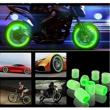 Asitan 4 Adet Sibop Kapağı Fosforlu Floresan LED Pilsiz Araba Motorsiklet Bisiklet Lastik Sibop Kapağı