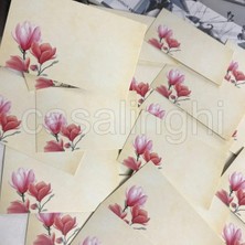 Asitan Casalinghi Pembe Çiçekli Yazısız Kart Not Kartı Tek Taraflı Boş Yazılabilir Mesaj Kartı 8x5