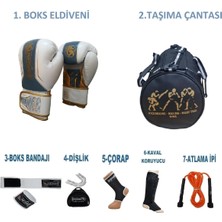 Asitan Kıck Boks Eldiveni Çantalı Antrenman Seti Boxing Legacy ve Ekipmanı Beyaz 14 Oz