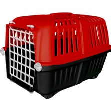 Asitan Sert Plastik Kedi Köpek Taşıma Çantası 28 x 44 x 32 cm Kırmızı Gri