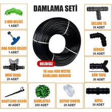 Asitan 400 Metre Damla Sulama Seti Damlama Hortumu ve Ek Parçaları Bahçe Ağaç Fidan Sebze Sulama Eki