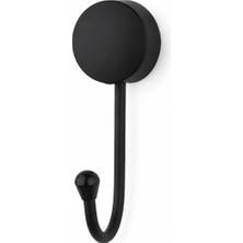 Asitan Alper Banyo Lotus Siyah Tekli Askılık, Yapışkanlı ve Vidalı Montajlı Duvar Askısı, Mat Siya