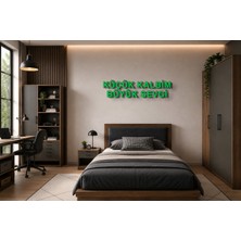 Boyutron Küçük Kalbim Büyük Sevgi Modern 3D Baskı Dekoratif Duvar Yazısı Tablo - Green - 10 cm Yükseklik