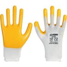 Asitan Demir Safety Sarı Nitril ELDIVEN,%100 Polyester Astar ve Nitril Kaplama, Güçlü Kavrama, 12'li Sh