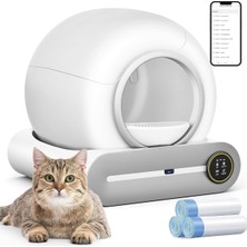 Asitan Akıllı Otomatik Kedi Tuvaleti - 74L Geniş Kapasiteli, App Kontrollü, Kendini Temizleme Özelliğ