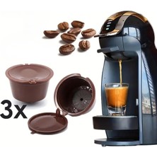 Asitan Dolce Gusto Uyumlu Tekrar Kullanılabilir Kahve Kapsülü, 3'lü Set, Kahverengi