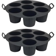 Asitan Güncelçarşı Airfryer Silikon Kek Pişirme Kalıbı 7 Bölmeli, Silikon Cupcake Kek Pişirme Kab�