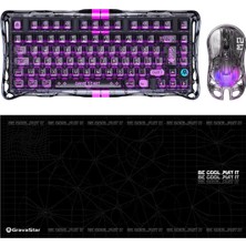 Asitan V75 Lite Manyetik Kablolu Gaming Klavye, M2 Kablosuz Optik Mouse ve Mousepad Oyuncu Seti (Transparen