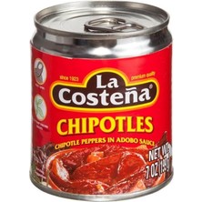Asitan La Costena Chipotle Biberi Adobo Soslu, Tütsülenmiş Jalapeno, 199 gr