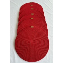 Asitan Oushak Yuvarlak Amerikan Servis Sofra Altlığı, Masa Dekoru Supla Kırmızı 33CM 6lı Kırmızı-