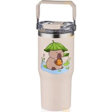 Asitan Diller 950ML Sevimli Kapibara Tumbler Pipetli/pipetsiz Kullanım Kulplu Paslanmaz Çelik Capybara Te