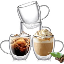 Asitan Katmanlı Cam Kupa 250 ml Lüx Çift Cidarlı Kupa - Termos - Iki Duvarlı Yapısı ile Uzun Süre -