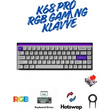 Asitan K68 Pro Mekanik Oyuncu Klavyesi Hotswap Red Switch Türkçe Q Beyaz | Arka Aydınlatmalı, Driverli,