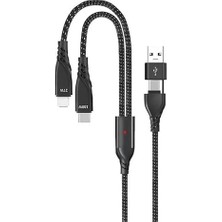 Asitan GA51 4in1 20V 5A Pd 100W Type-C Hızlı Şarj Kablo, 9V 3A 27W iPhone ile Uyumlu Ligtning