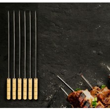 Asitan Transformacion Çelik Şiş Çubuğu - Mangal Şişi Ahşap Saplı Kebap Şişi 18 Adet, 721986