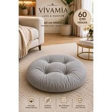 Vivamia Yuvarlak Kapitone Dekoratif Petek Önü Oturma Yer Minderi 60 cm