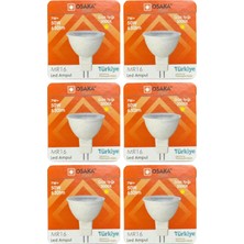 Asitan 7W (50W) Sarı Işık (3000K) MR16 LED Çanak Ampul, 6 Adet
