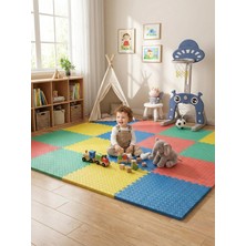 Asitan 6 Parça 50X50 Puzzle Mat - 100X150 cm Kurulumlu Oyun Spor Matı Puzzle Halı Tatami 13M (Çokrenkli