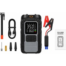 Asitan Kablosuz Lastik Şişirme Kompresörü ve Akü Takviye Cihazı 800A, 8000MAH Powerbank, Dijital Ekra