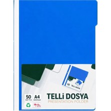 Asitan Telli Dosya Mavi A4 – 50'li Paket Plastik Klasör Delikli