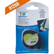 Asitan Puun Dymo Letratag Muadil Bant 59421 721510 Beyaz Kağıt Etikete Siyah 12MM x 4 mt 3 Adet