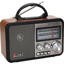 Asitan NS-8897 Orta Boy Retro, Nostaljik, Ahşap Tasarım Bluetooth Hoparlörlü, Şarjlı, Taşınabilir F